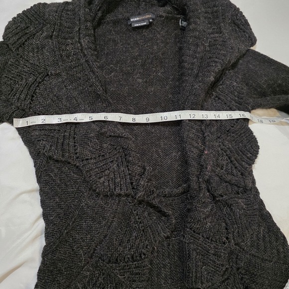 Y2K Bcbg Maxazria‎ Womens Cardigan Size Petite Large Dark Gray Alpaca Eyelet - Picture 6 of 6